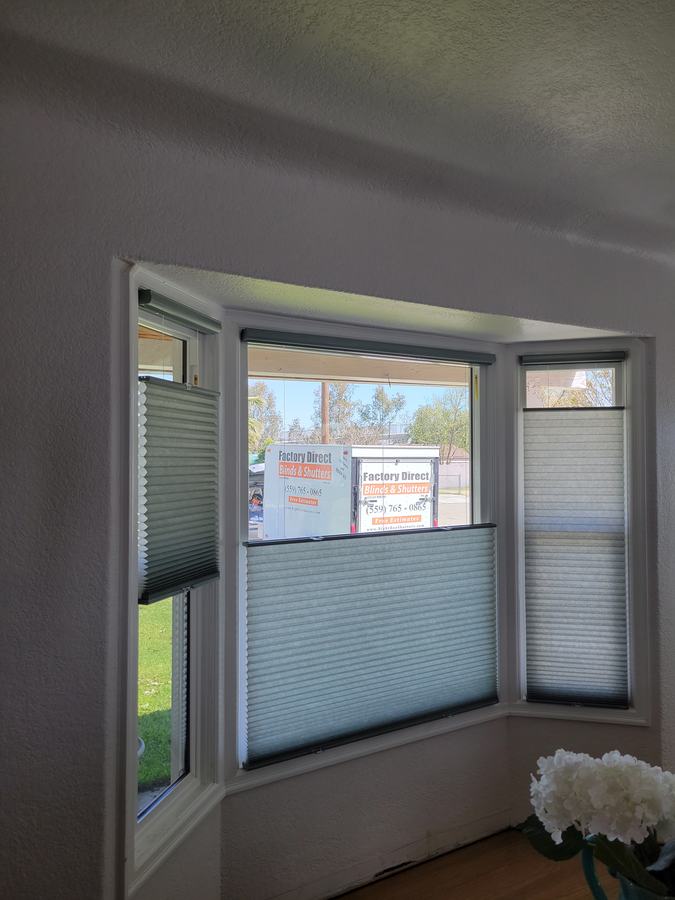 Cellular shades around a bay