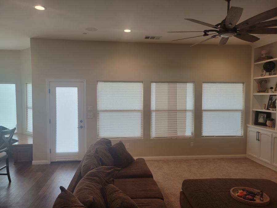 Cellular shades in a great room