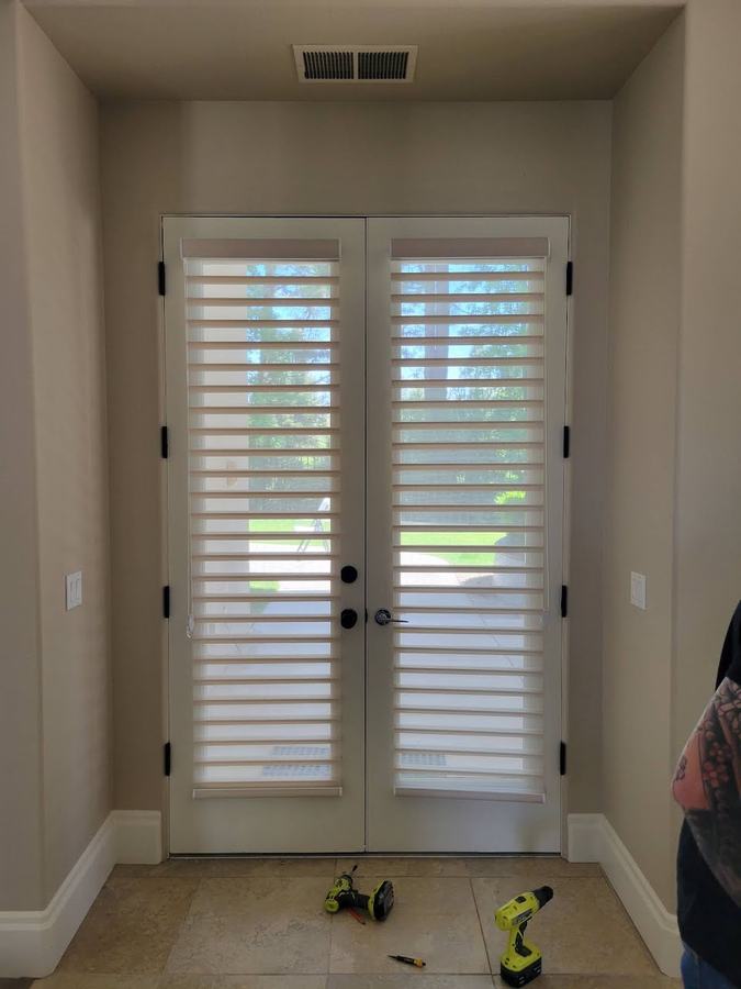 French doors, shutters on both leaves