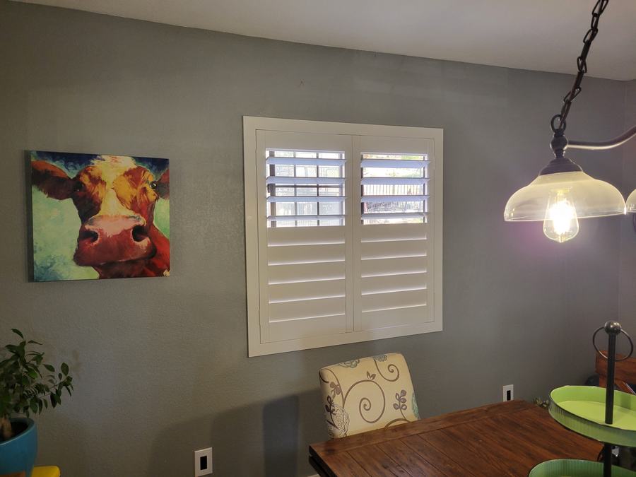 After: shutters on the dining wall