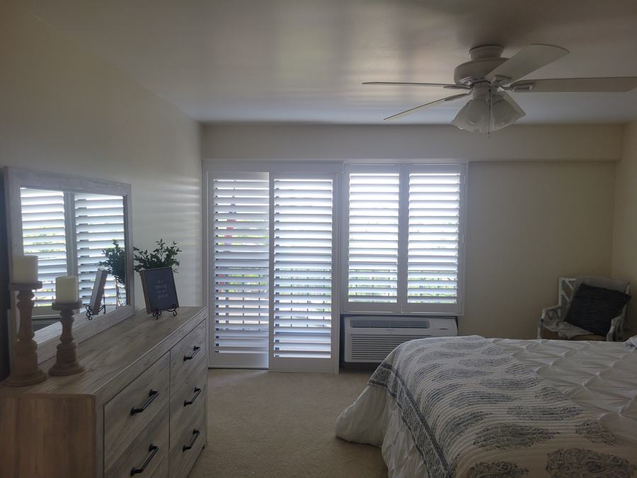 Bedroom, shutters to the floor