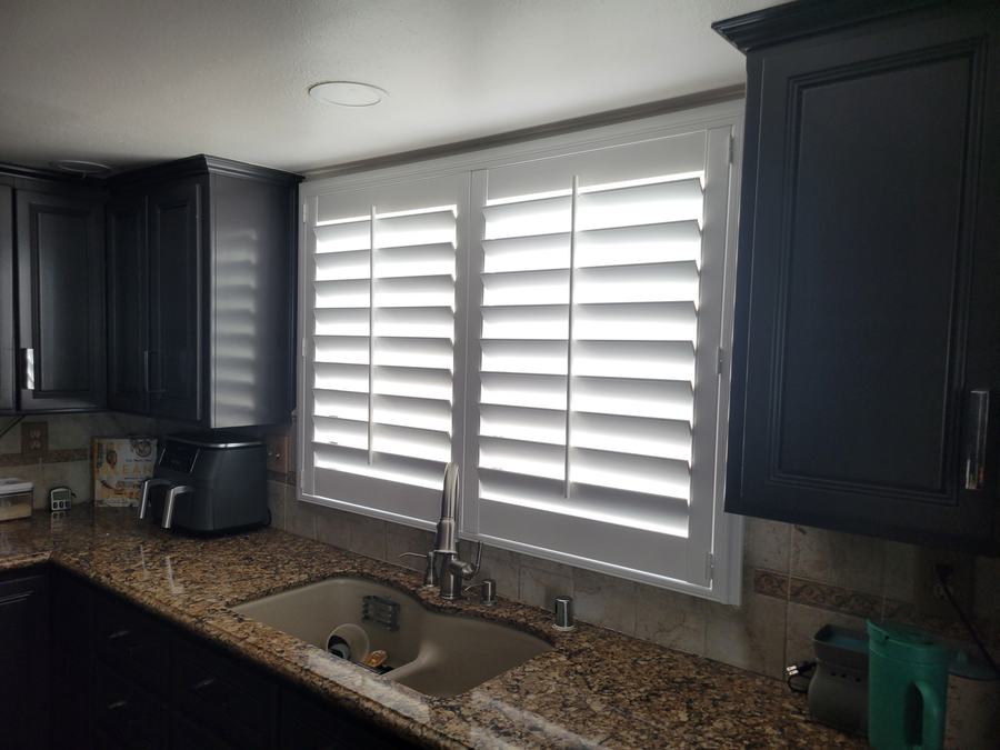 The same kitchen, louvers closed