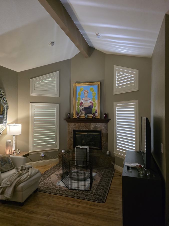 Living room with clerestory windows